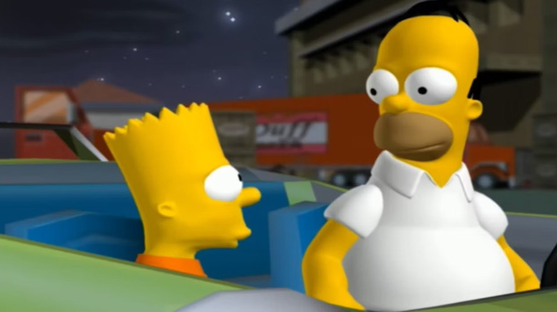 Homer and Bart in car