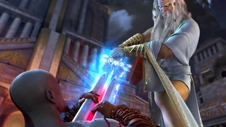 God of War 3 Remastered Kratos stabbed by Zeus