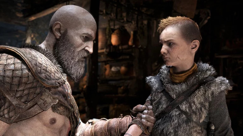 God of War 2018 Kratos talking to Atreus