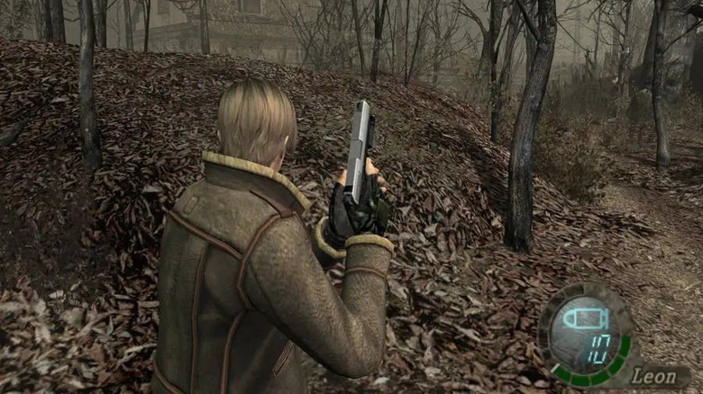 behind Leon in the Resident Evil 4 village