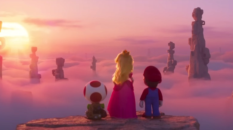 Toad, Peach, Mario sunset