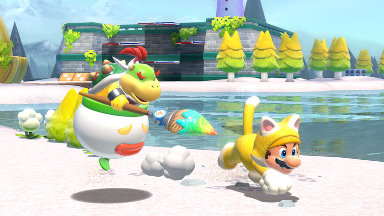 Super Mario 3D World Bowser Jr. chasing Mario