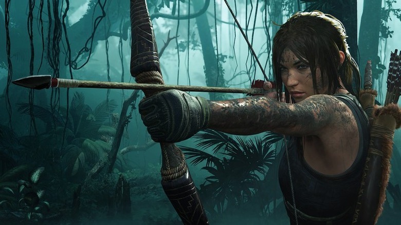 Lara Croft shooting arrow in Shadow of the Tomb Raider