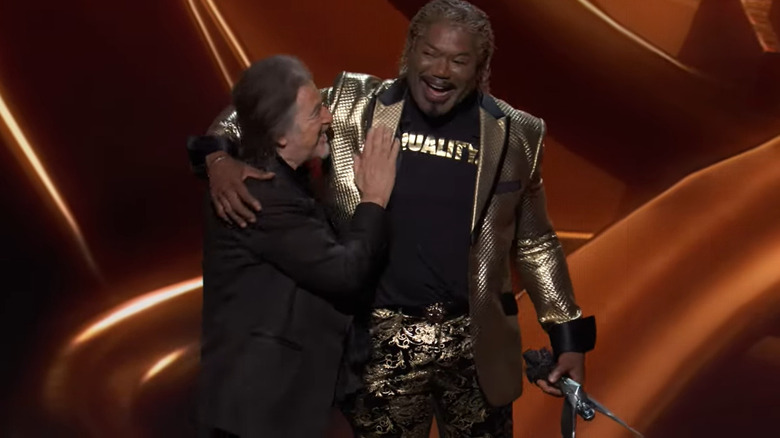 Christopher Judge and Al Pacino hugging 2022 Game Awards