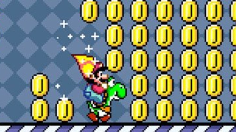 Mario and Yoshi with coins