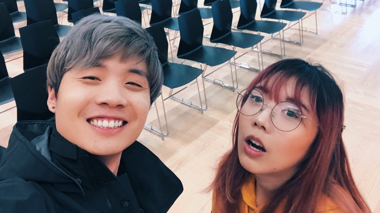 Sleightlymusical and Lilypichu University selfie