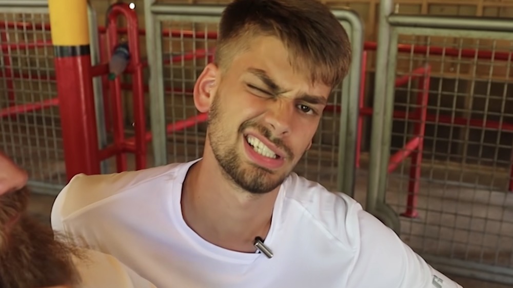 Chandler on the roller coaster challenge MrBeast