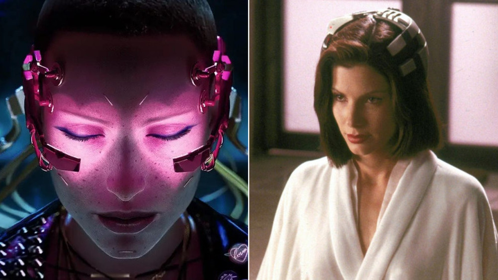 Cyberpunk Braindance hardware on the left, Demolition Man virtual reality romance machine on the right