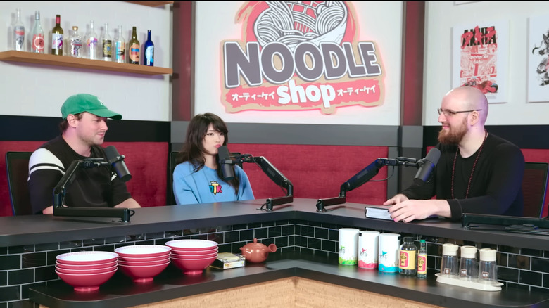 Rich Campbell, Emiru, and Tectone hosting The Noodle Shop