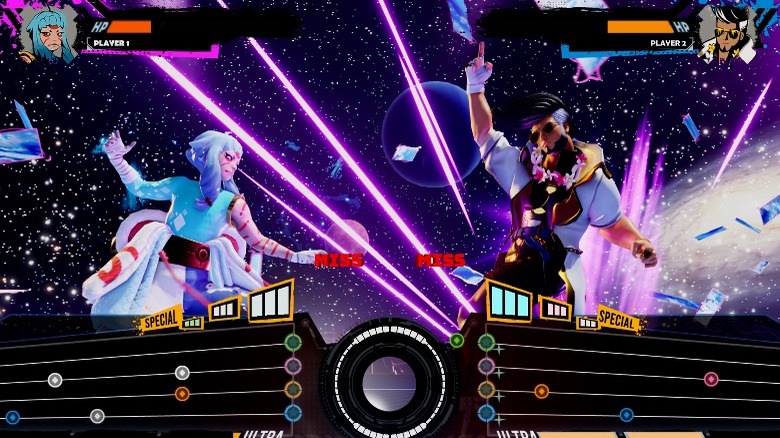 Players having rock battle