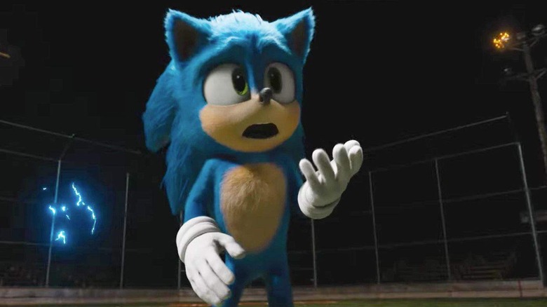 Sonic stands, shocked, in the aftermath of his power outage.