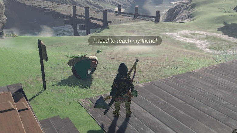 Link seeing Korok asking for help