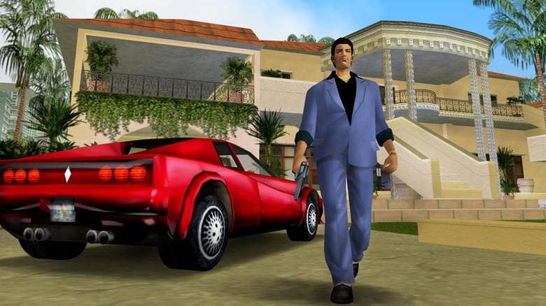 GTA Vice City Tommy walking away from mansion