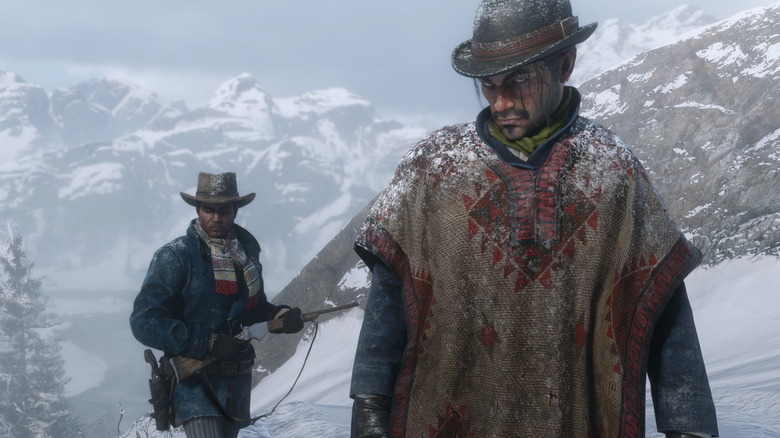 Red Dead Redemption 2 characters in snow