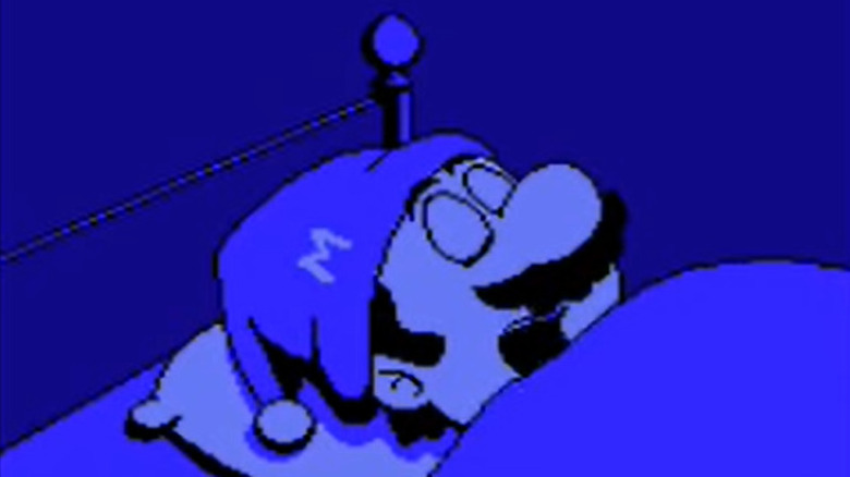 Mario asleep in bed