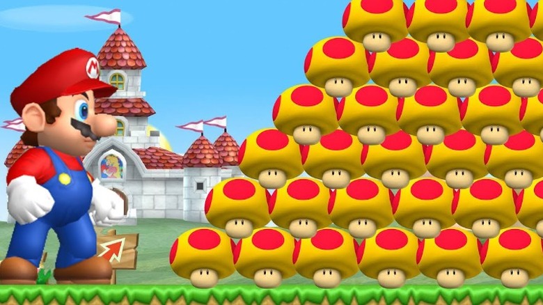 Mario with many Super Mushrooms