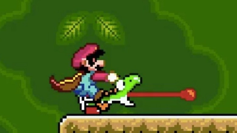 Mario punching Yoshi in the head