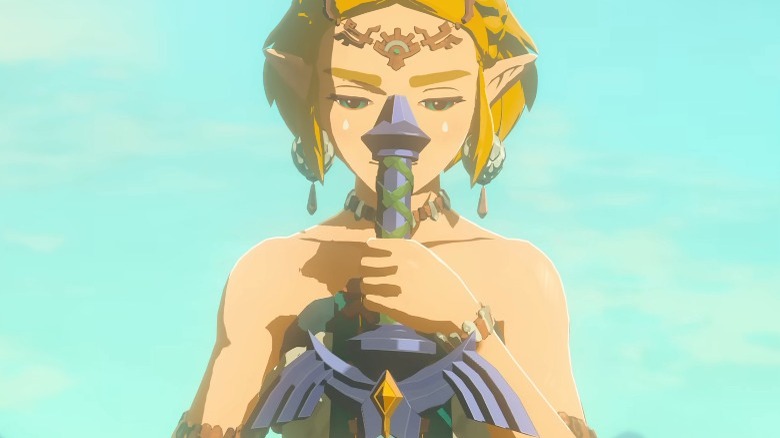 Zelda holding Master Sword