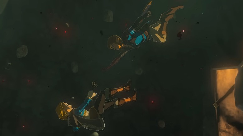 Zelda and Link falling