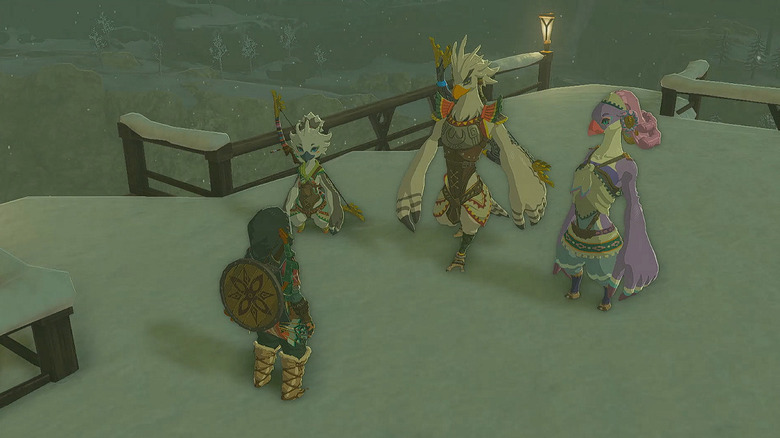Link talking to Teba and his family in Tears of the Kingdom