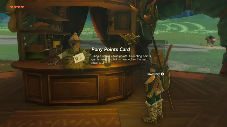 Link receiving Pony Points card in Tears of the Kingdom