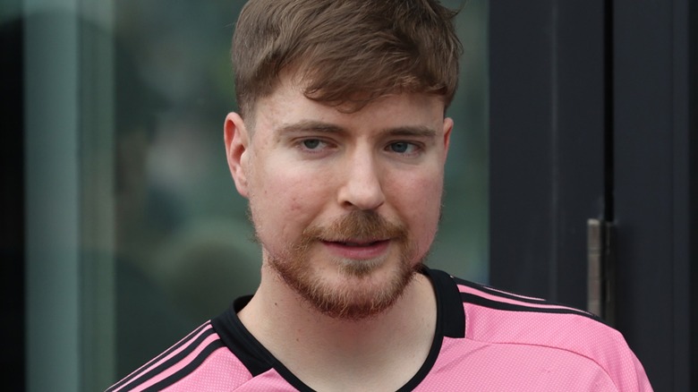 MrBeast wearing pink shirt