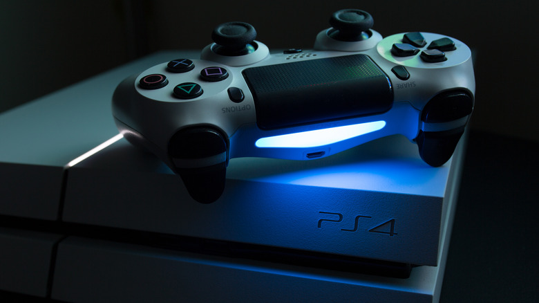 White PS4 in dark