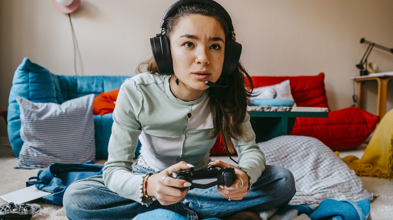 PS4 gamer with headset