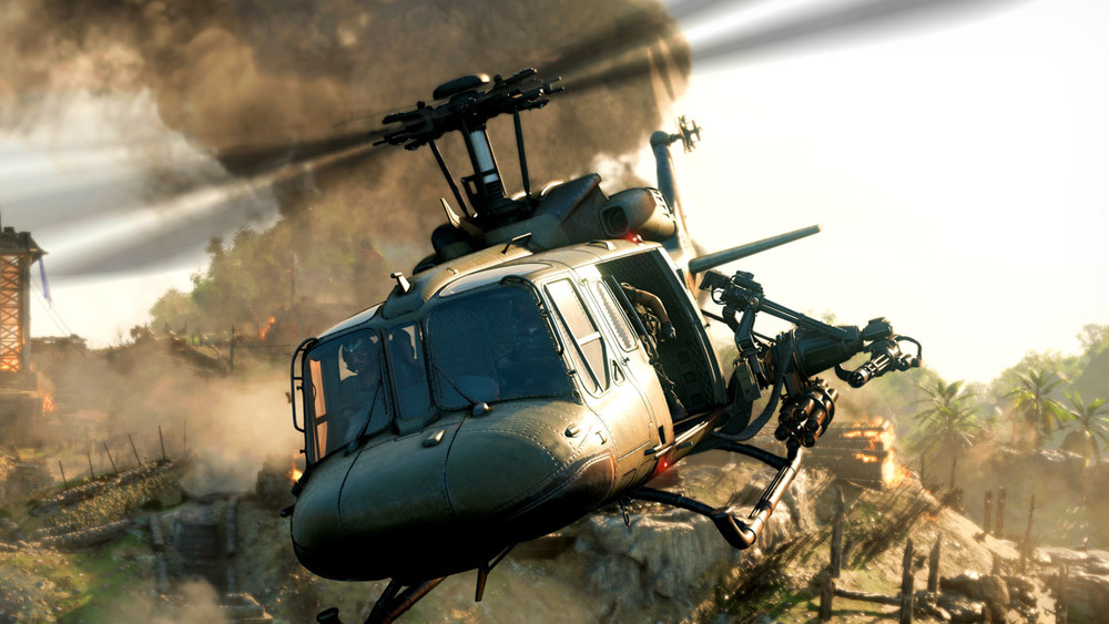 A Call of Duty: Black Ops Cold War helicopter defends Firebase Ripcord