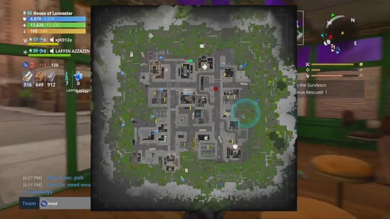 An early map in Fortnite