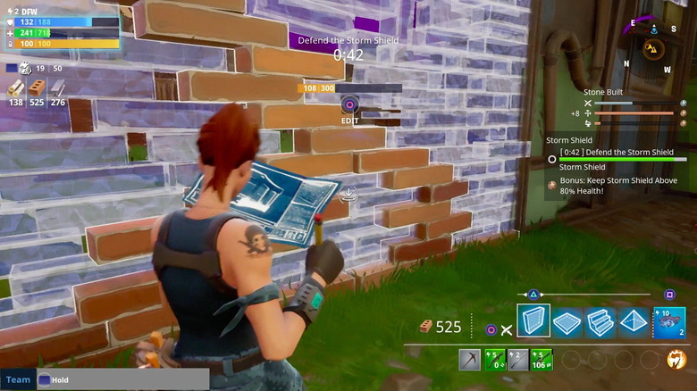 Building a wall in Fortnite