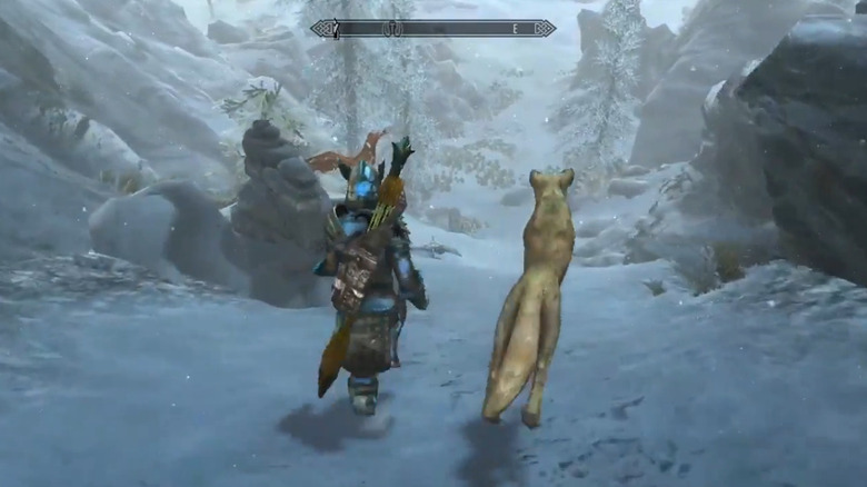 Skyrim third person with wolf