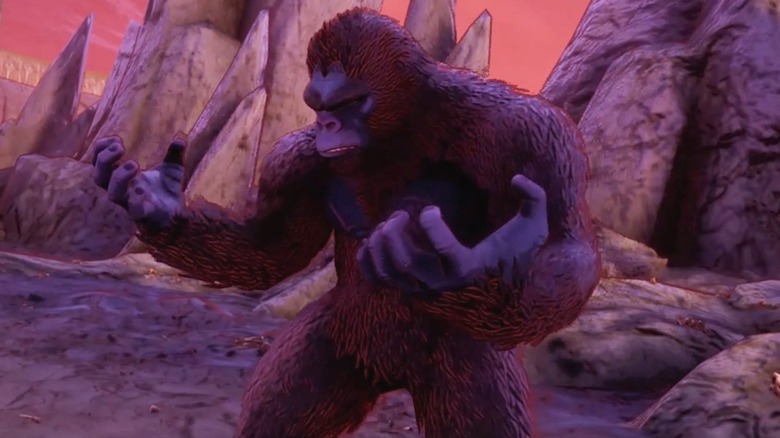 King Kong looks at his hands