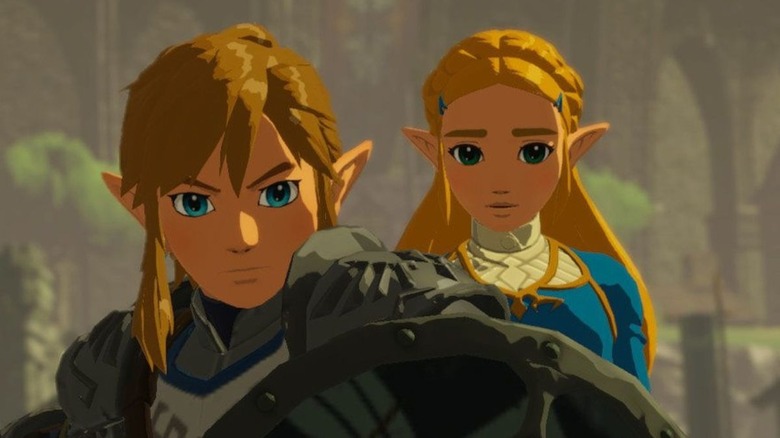 Link protecting Zelda Breath of the Wild