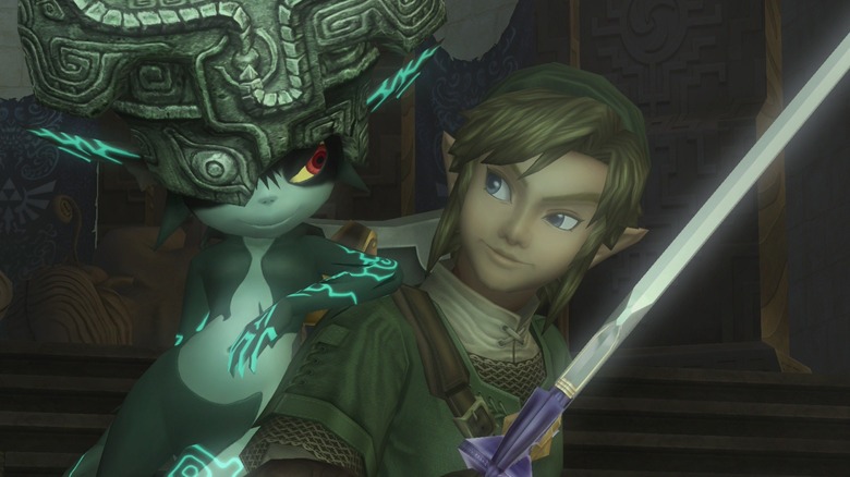 Link holding Master Sword with Midna Twilight Princess