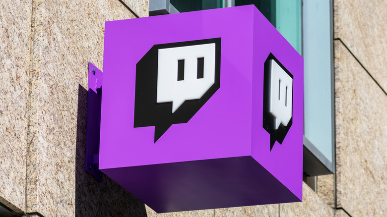 Twitch logo on building