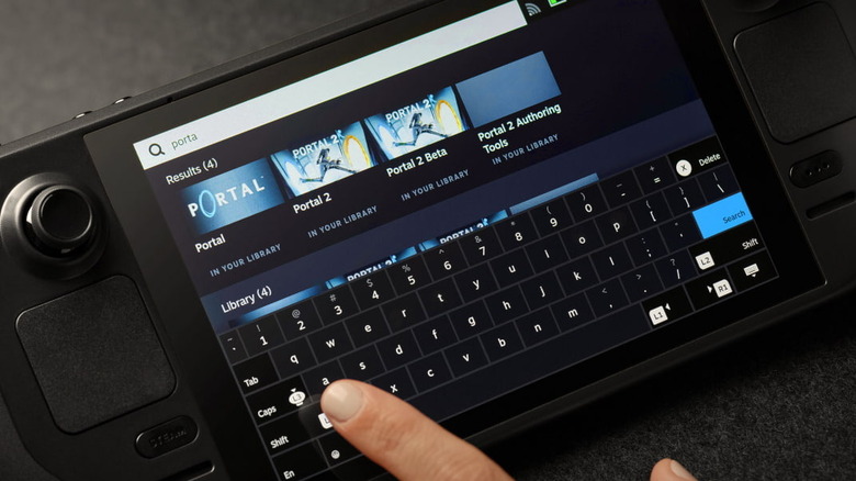 player searching for Portal on Steam Deck