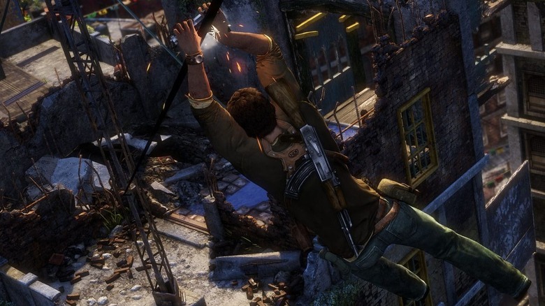 Nathan Drake ziplining