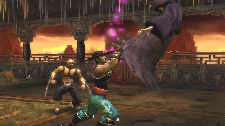 Kung Lao fighting two enemies