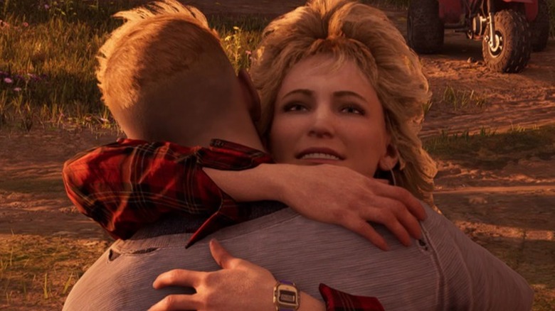 Peter hugs his mother