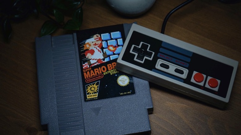Mario cartridge and NES controller