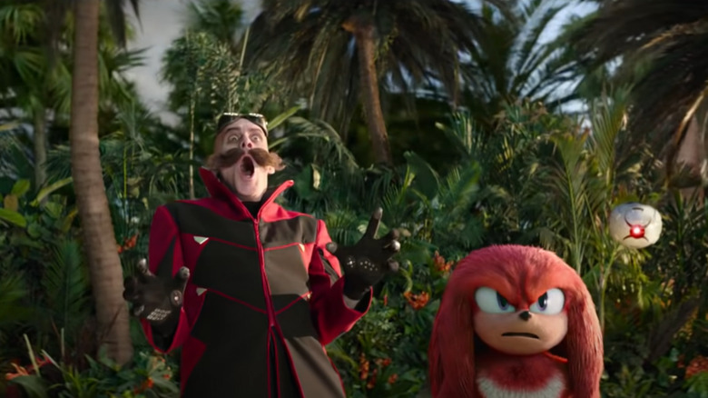 Dr. Robotnik and Knuckles in awe