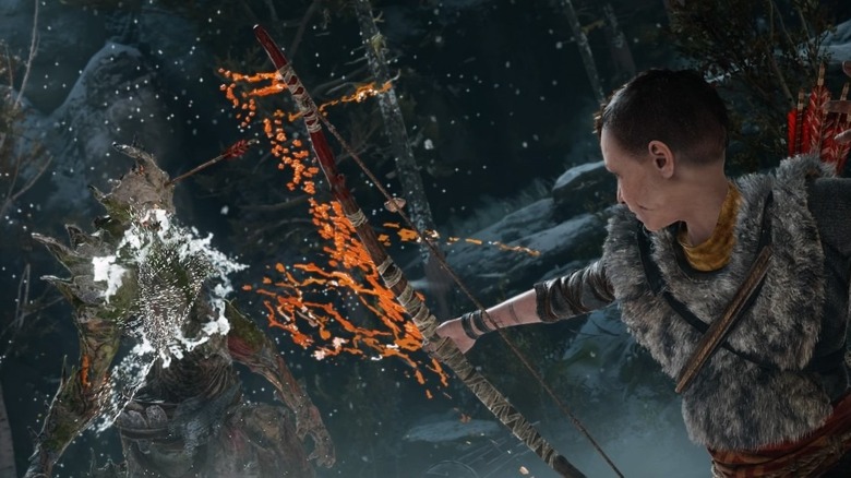 God of War 2018 Atreus fighting Draugr