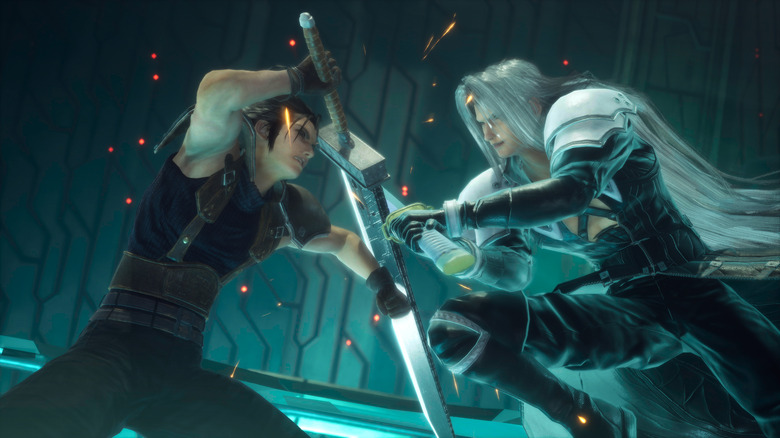 Zack and Sephiroth sword fighting
