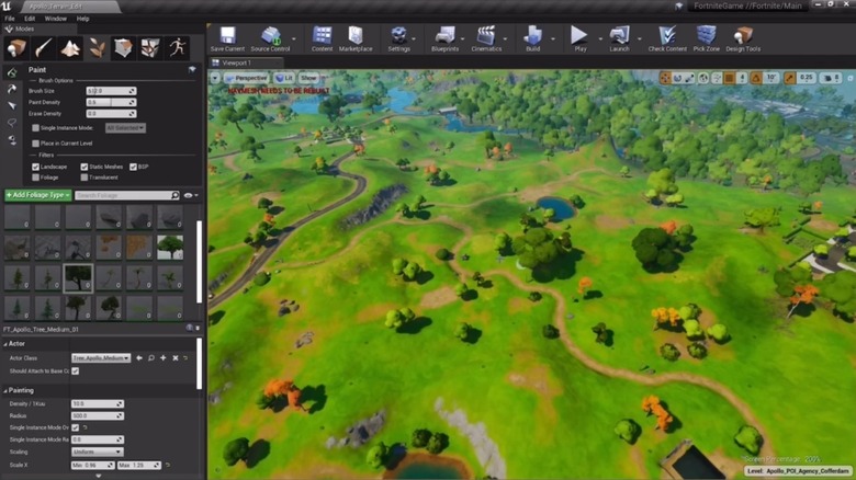 Screenshot of a Fortnite map being built