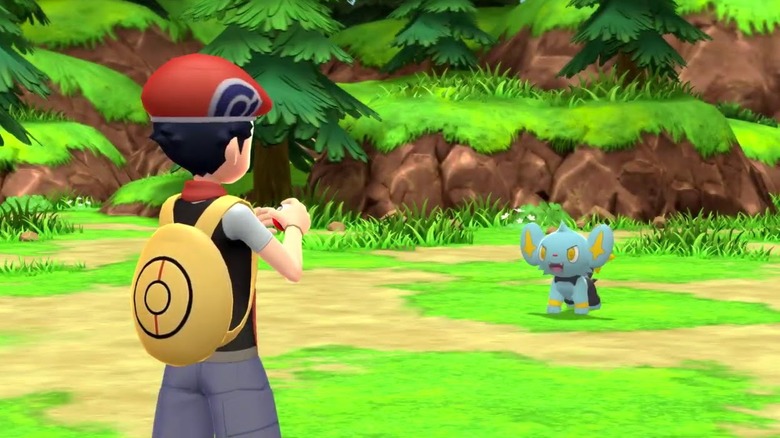 Trainer catching Pokemon