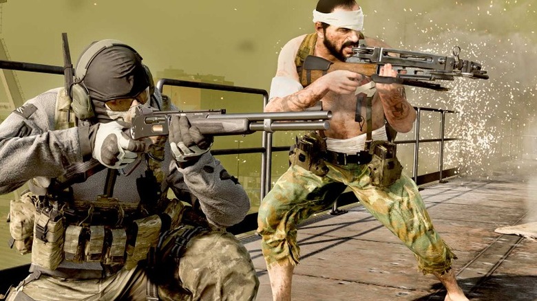 Characters shooting guns in Cal of Duty