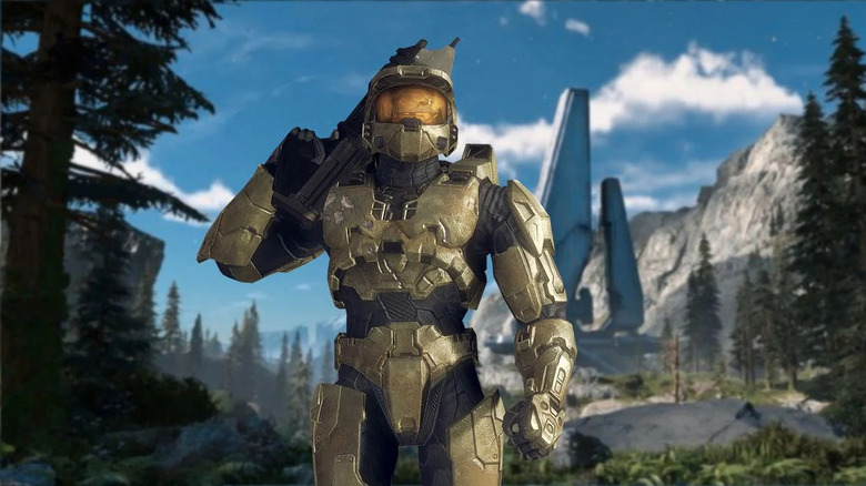 Master Chief standing in front of Valhalla