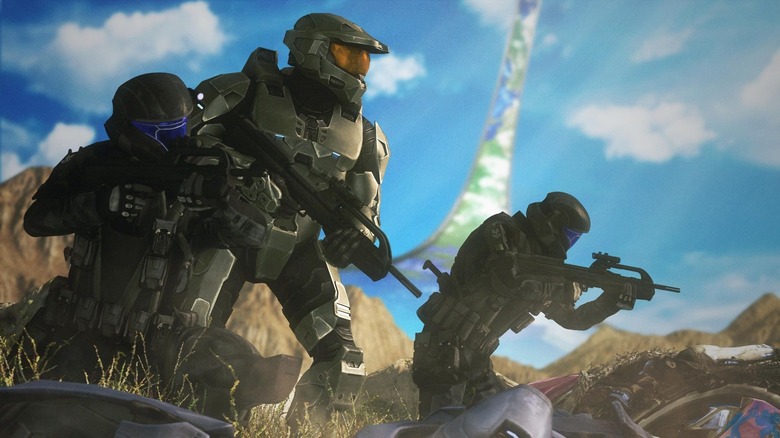 Master Chief standing with ODSTs