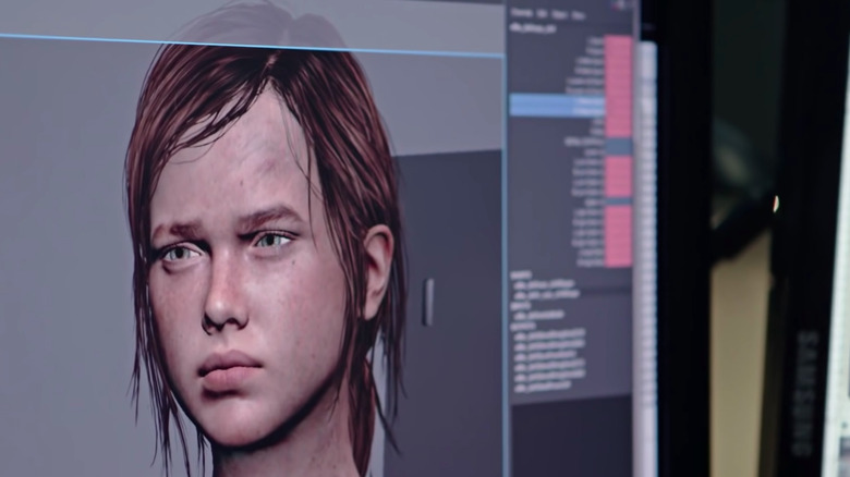 Ellie's face on computer screen